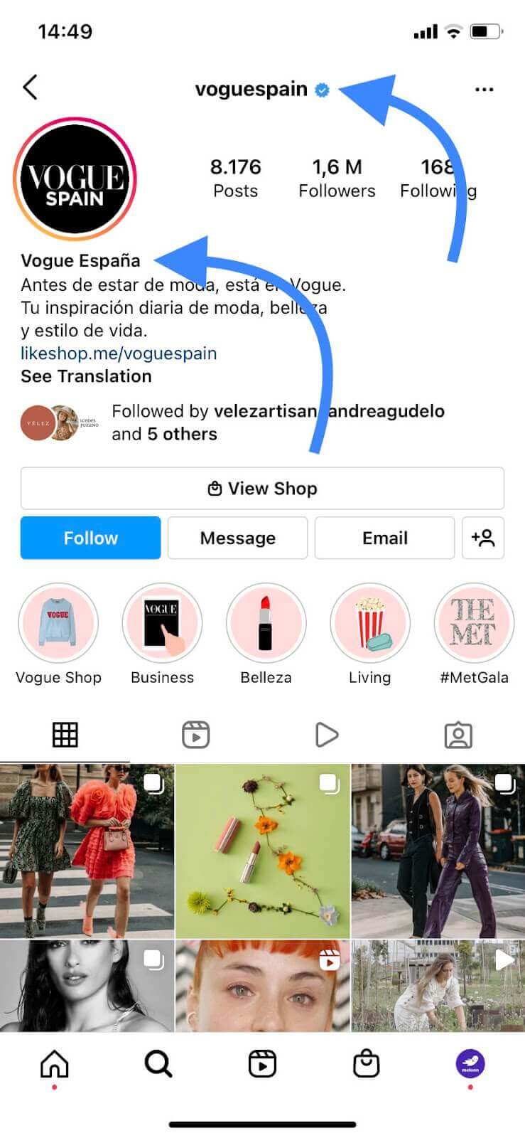 Captura de pantalla Instagram Vogue Spain