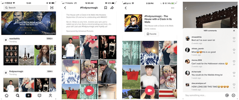 Campaña de Universal pictures en  TikTok 